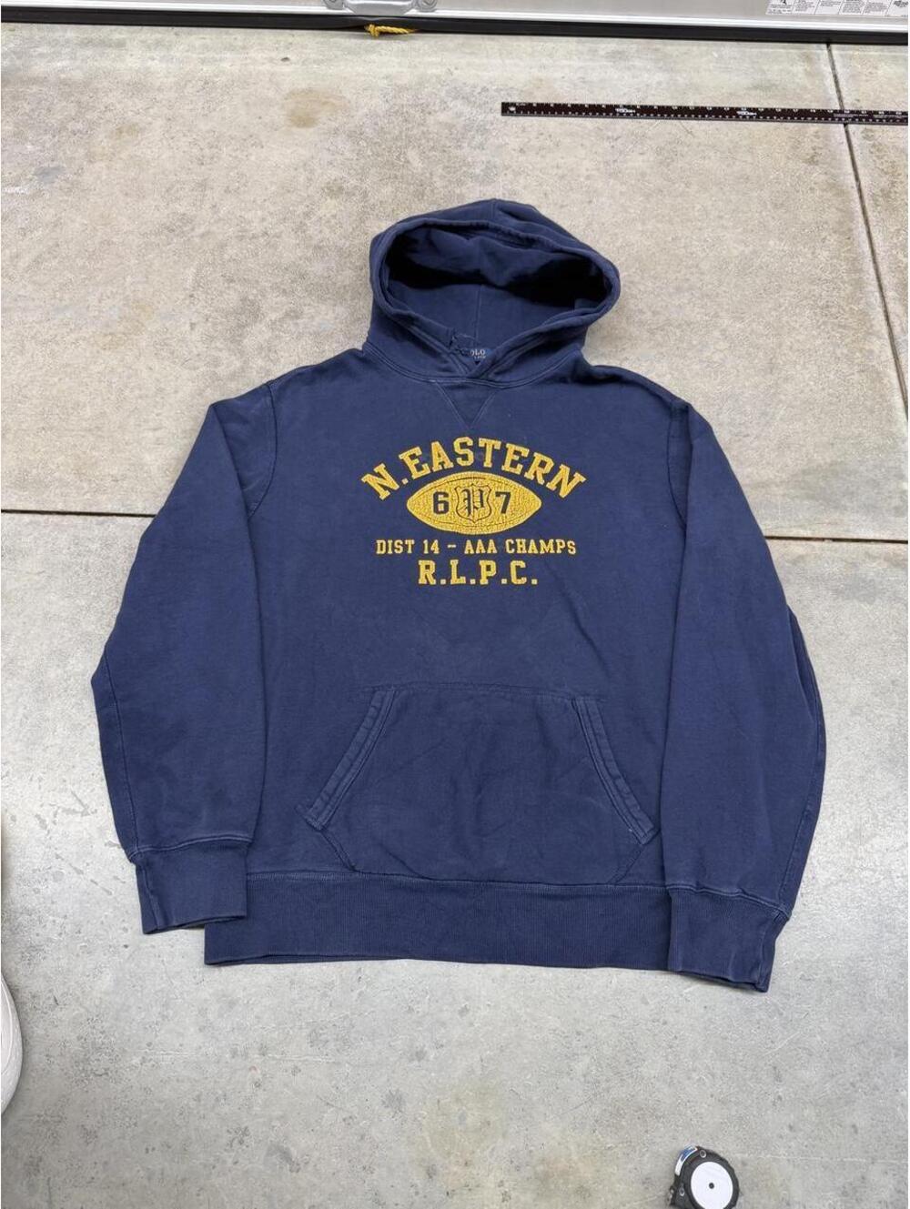 vintage polo ralph lauren north eastern navy aaa champs hoodie size large
